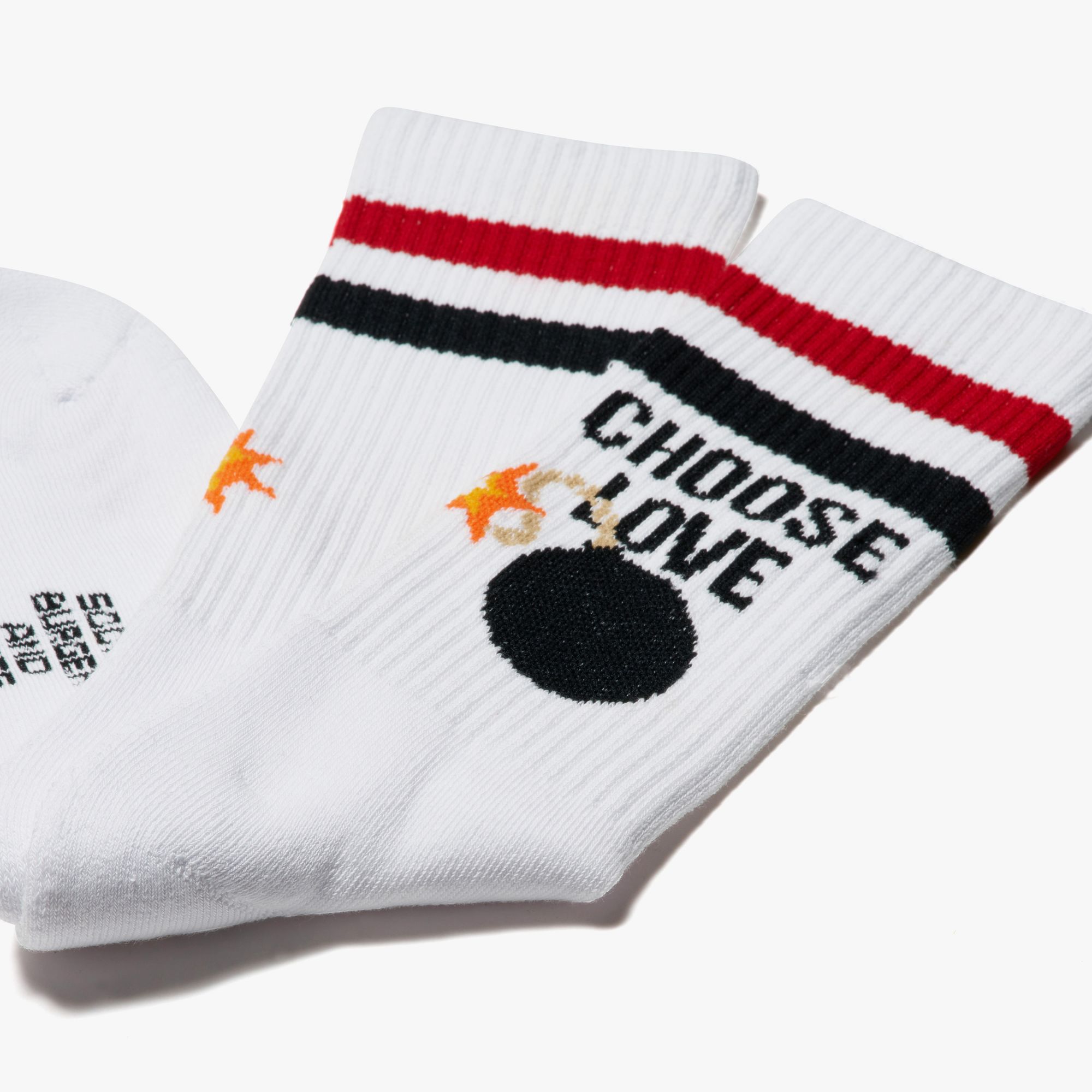 WHITE SOCKS SPORT BIANCO/ROSSO FUOCO