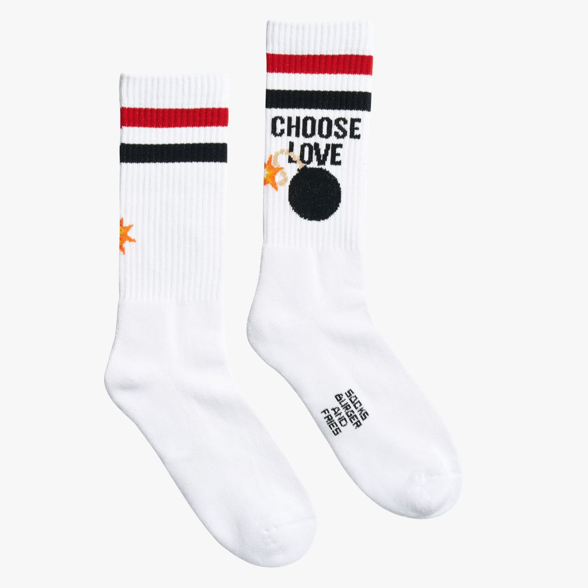 WHITE SOCKS SPORT BIANCO/ROSSO FUOCO