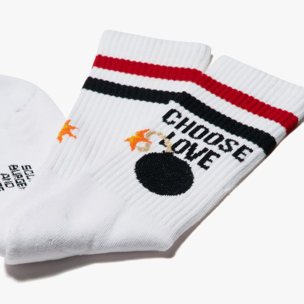 WHITE SOCKS SPORT BIANCO/ROSSO FUOCO